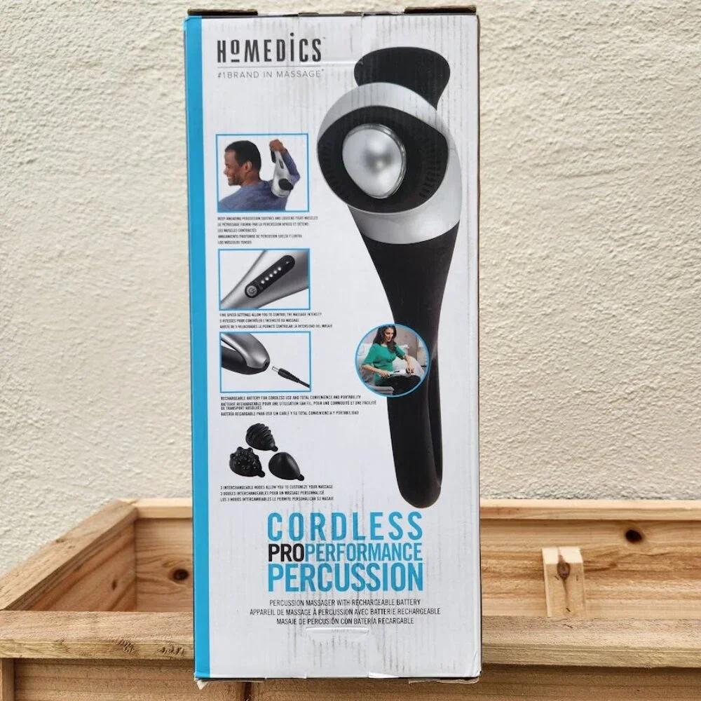 NEW Homedics Cordless Back Massager Neck Shoulders Percussion Massager with Rech